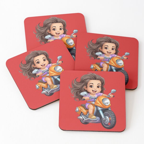 Item preview, Teenage Girl Riding an Orange Scooter  (red background) designed and sold by TheTrendsDesk.