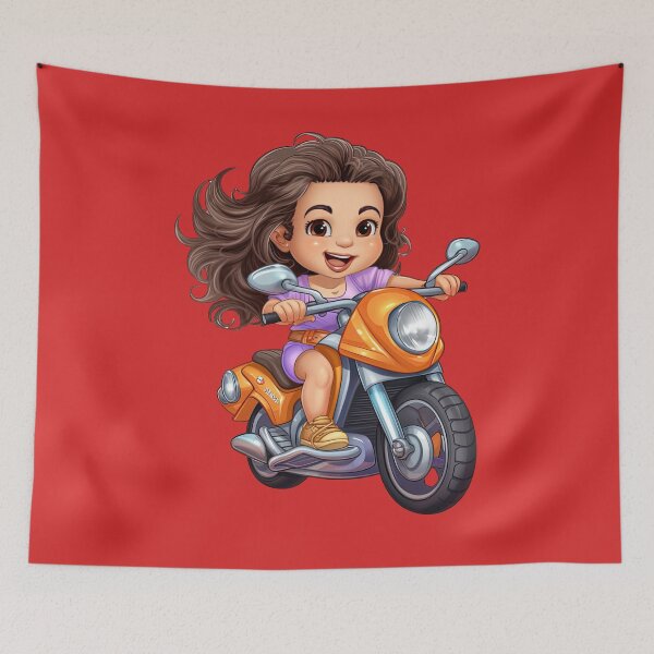 Item preview, Teenage Girl Riding an Orange Scooter  (red background) designed and sold by TheTrendsDesk.