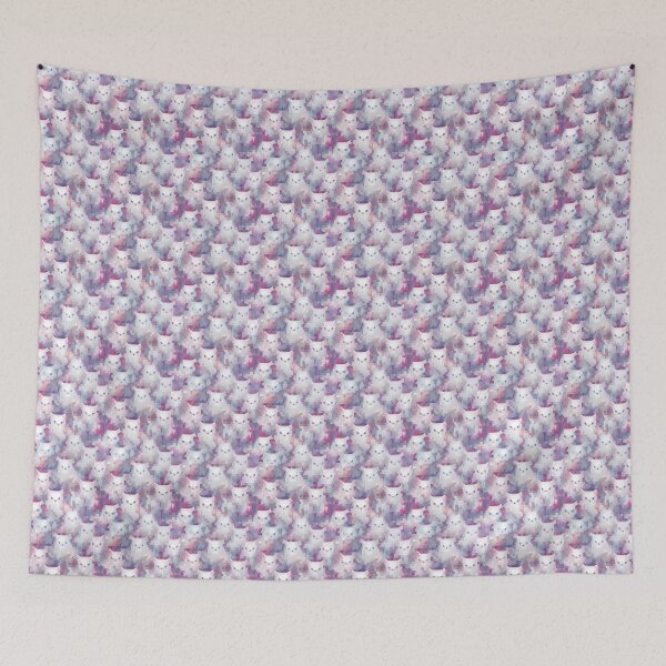 Item preview, Pixel Art White Cats: Monochromatic Pattern Design designed and sold by Rivanes.