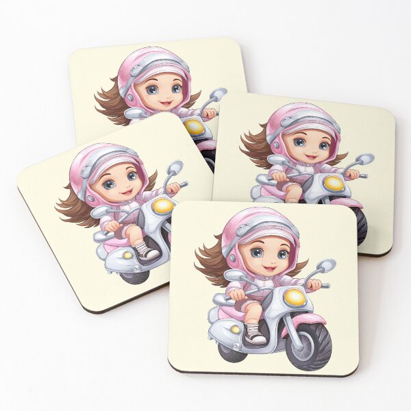 Item preview, Teenage Girl Riding a Silver Scooter  (off white like background) designed and sold by TheTrendsDesk.