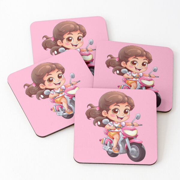 Item preview, Teenage Girl Riding a Pink Scooter  (pink background) designed and sold by TheTrendsDesk.