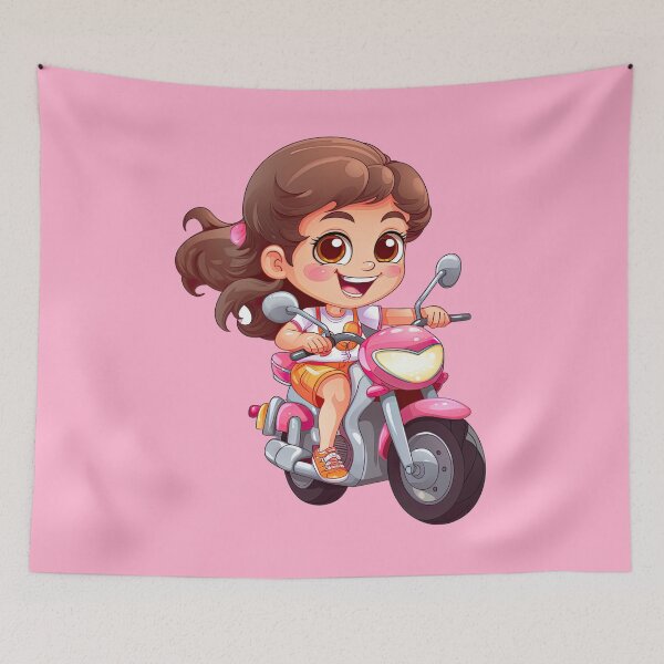 Item preview, Teenage Girl Riding a Pink Scooter  (pink background) designed and sold by TheTrendsDesk.