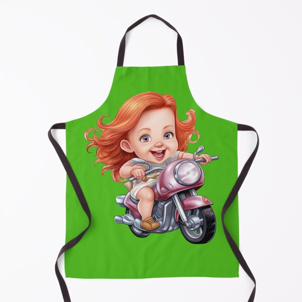Item preview, Teenage Girl Riding a Pink Motorcycle (kelly green background) designed and sold by TheTrendsDesk.