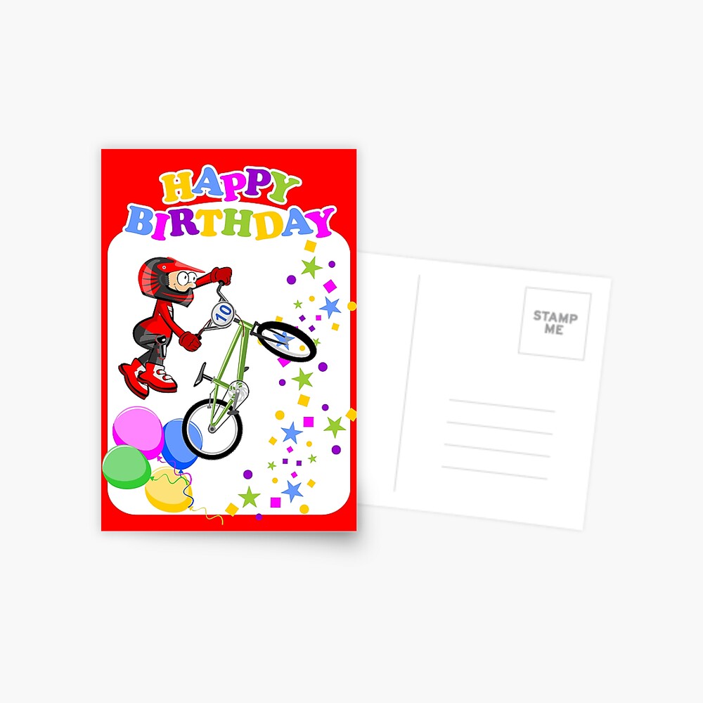 Carte De Vœux Joyeux Anniversaire Brave Cycliste Bmx Par Megasitiodesign Redbubble