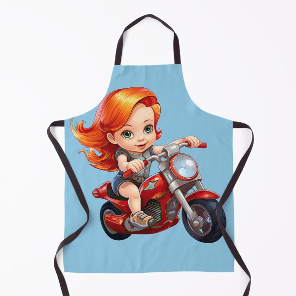 Item preview, Teenage Girl Riding a Red Motorcycle (light blue background) designed and sold by TheTrendsDesk.