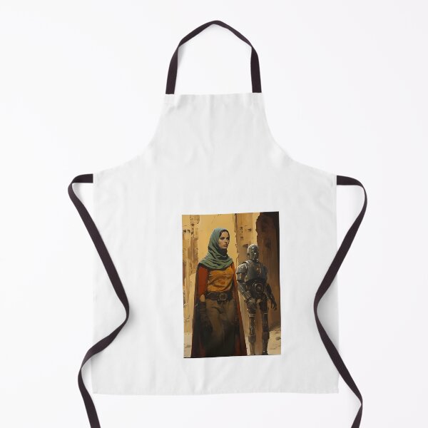 Item preview, a painting of a woman standing next to a robot designed and sold by Dark Fantasy Store.