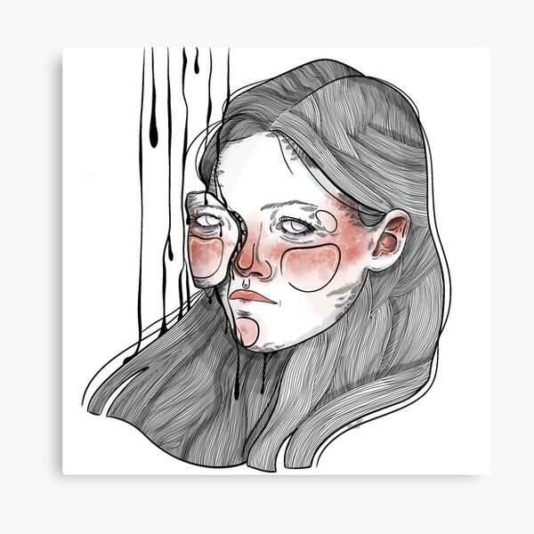 Sassy Floating Head Pretty Brunette Sketchbook Girl Lady Woman - Sad Girls  - Posters and Art Prints