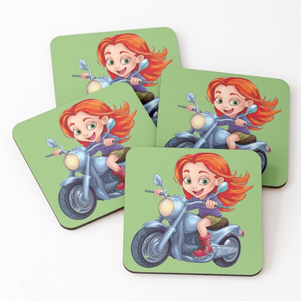 Item preview, Teenage Girl Riding a Silver Motorcycle  (green background) designed and sold by TheTrendsDesk.