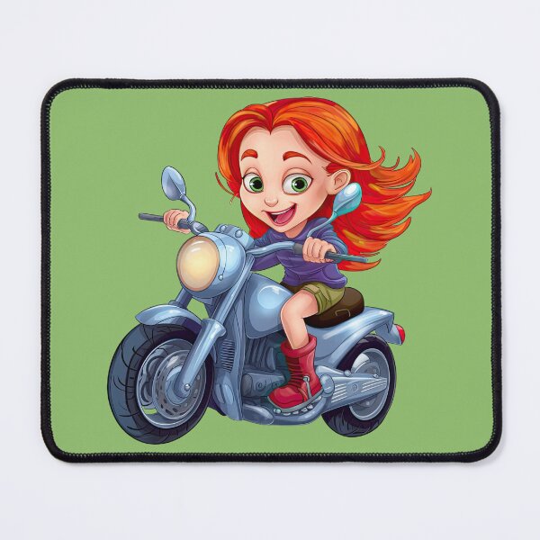Item preview, Teenage Girl Riding a Silver Motorcycle (green background) designed and sold by TheTrendsDesk.