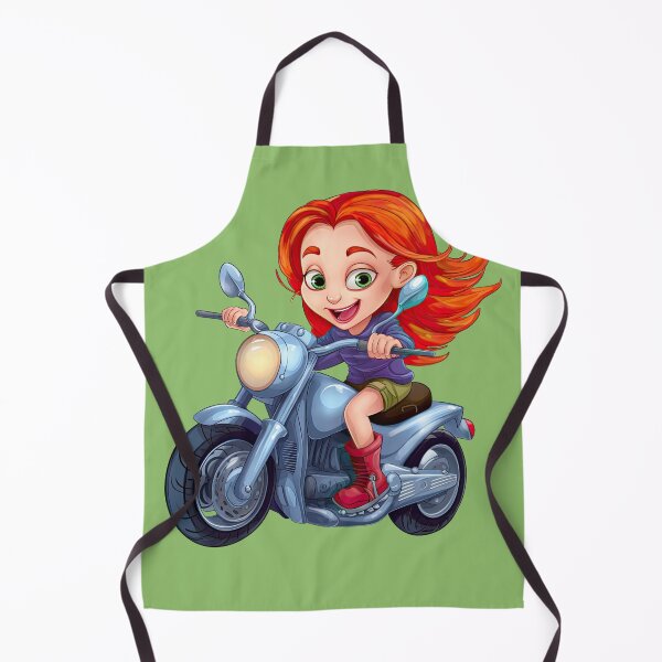 Item preview, Teenage Girl Riding a Silver Motorcycle (green background) designed and sold by TheTrendsDesk.