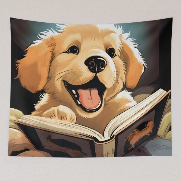 Item preview, Golden Retriever Night Time Story designed and sold by ARTficiallyAnon.