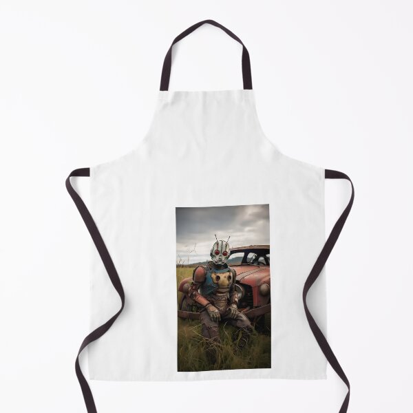 Item preview, a robot sitting on top of a rusted car in a field designed and sold by Dark Fantasy Store.