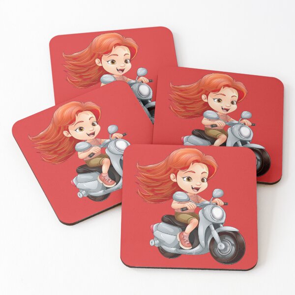 Item preview, Teenage Girl Riding a Silver Scooter  (red background) designed and sold by TheTrendsDesk.