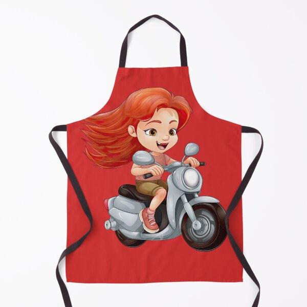 Item preview, Teenage Girl Riding a Silver Scooter (red background) designed and sold by TheTrendsDesk.