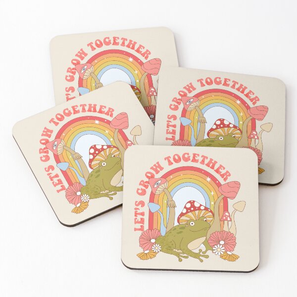 Item preview, Frog with mushroom. Lets grow together quote. designed and sold by CoCoArt-Ua.