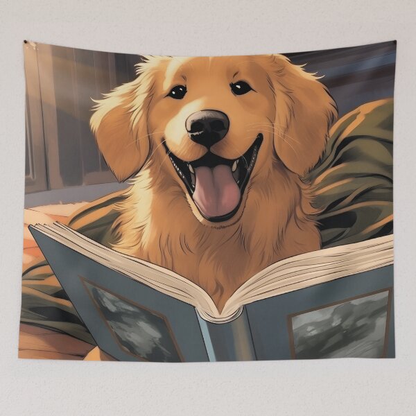 Item preview, Golden Retriever Night Time Story designed and sold by ARTficiallyAnon.