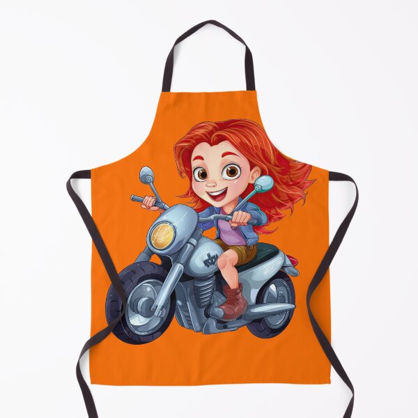 Item preview, Teenage Girl Riding a Silver Motorcycle (orange background) designed and sold by TheTrendsDesk.