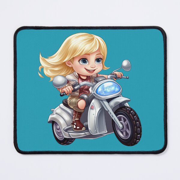 Item preview, Teenage Girl Riding a Silver Scooter (blue background) designed and sold by TheTrendsDesk.