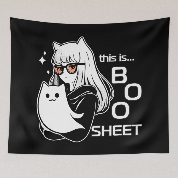 Item preview, this is some boo sheet, girl and cat designed and sold by Niktarka.