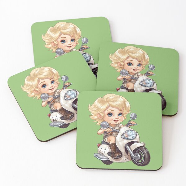 Item preview, Teenage Girl Riding an Orange Motorcycle  (green background) designed and sold by TheTrendsDesk.