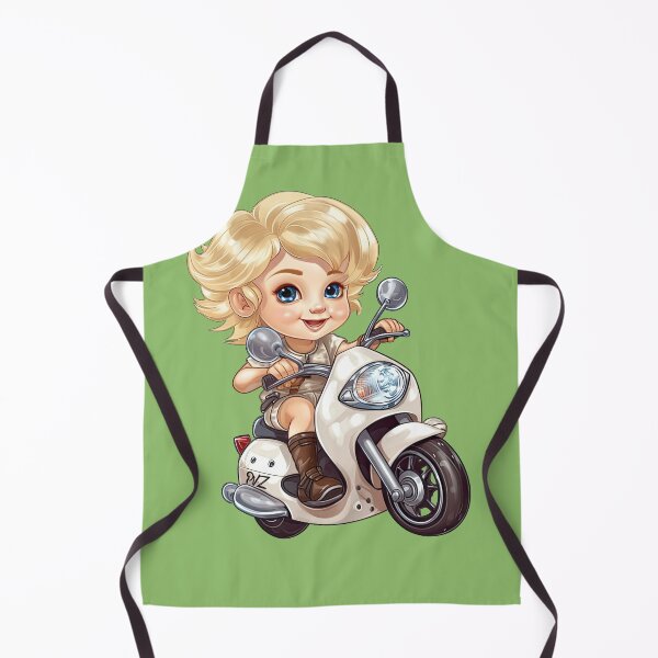 Item preview, Teenage Girl Riding an Orange Motorcycle (green background) designed and sold by TheTrendsDesk.