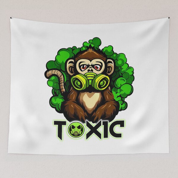 Item preview, Toxic Monkey with Gas Mask and Neon Warning Design designed and sold by ZetaDream.