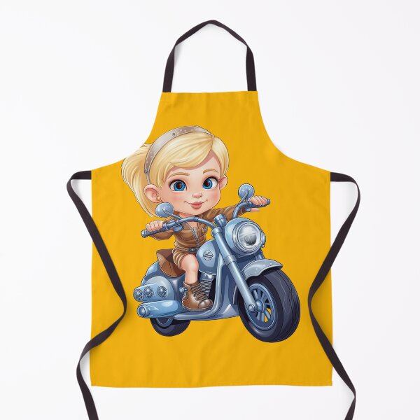 Item preview, Teenage Girl Riding a Blue Motorcycle (yellow background) designed and sold by TheTrendsDesk.