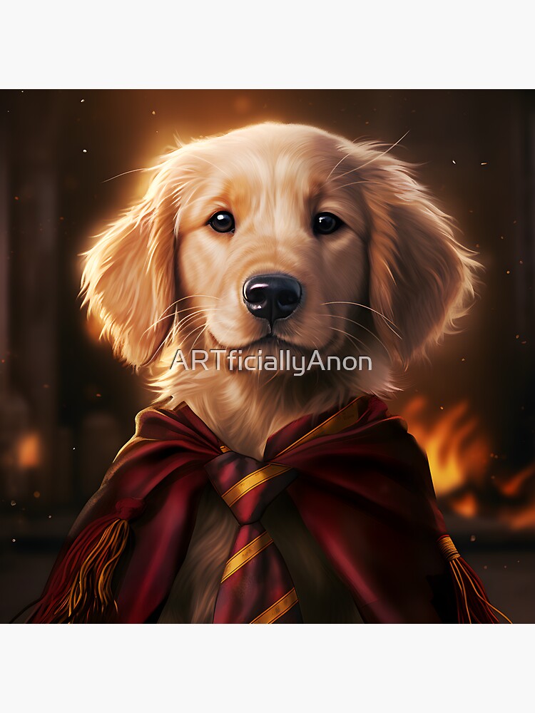 Golden Retriever Wizard Griffin Sticker