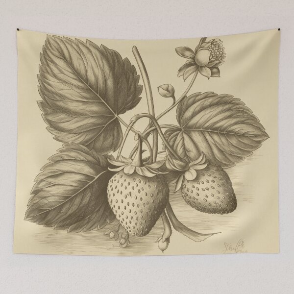 Item preview, Un boceto botánico vintage de fresas designed and sold by Sketch-Shack.