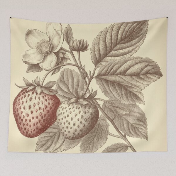 Item preview, Un boceto botánico vintage de fresas designed and sold by Sketch-Shack.