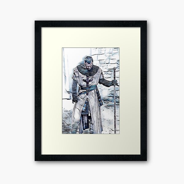 Knights Templar / The crusader / abstract epic portrait / Valor Framed Art Print