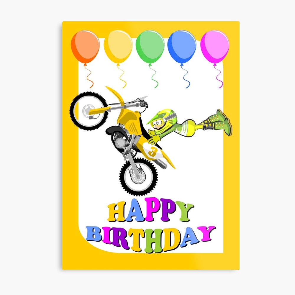 Impression Sur Toile Joyeux Anniversaire Champion Du Motocross Par Megasitiodesign Redbubble