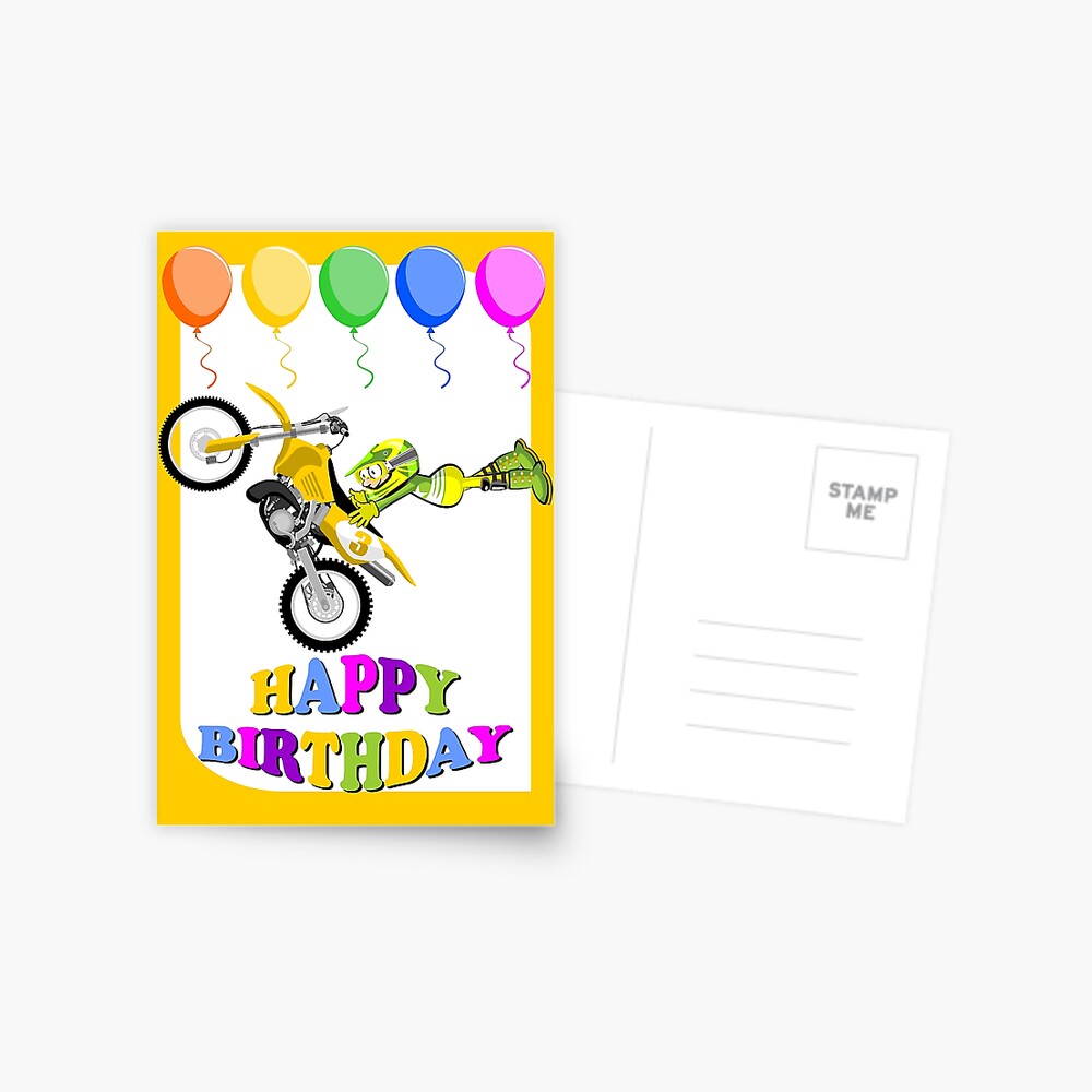 Carte De Vœux Joyeux Anniversaire Champion Du Motocross Par Megasitiodesign Redbubble