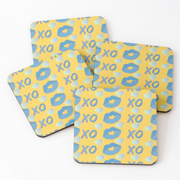 Item preview, Vibrant XO Kiss and Heart Pattern - Blue and Yellow Love designed and sold by DesigntshirtWB.