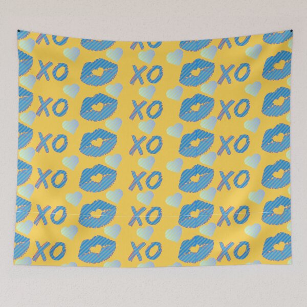 Item preview, Vibrant XO Kiss and Heart Pattern - Blue and Yellow Love designed and sold by DesigntshirtWB.