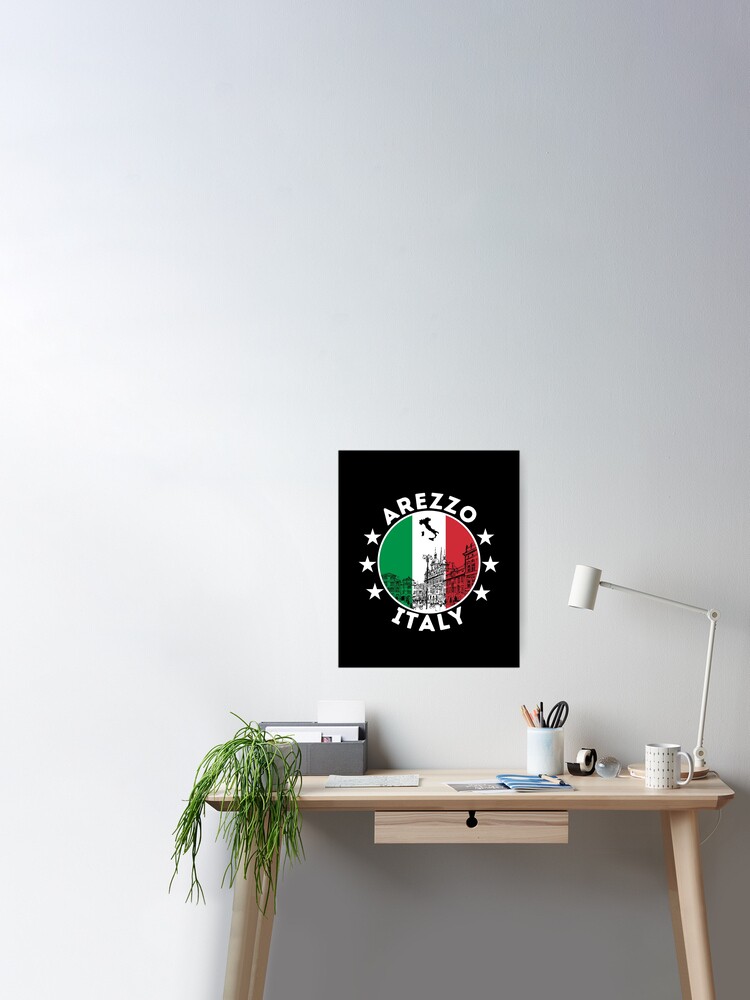 Arezzo City Skyline Italian Flag Poster