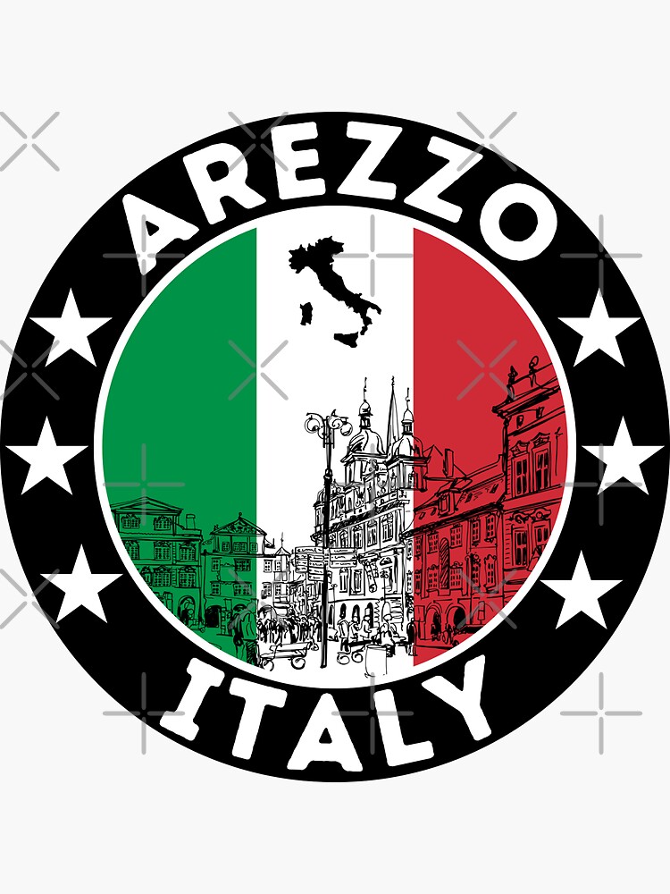 Arezzo City Skyline Italian Flag