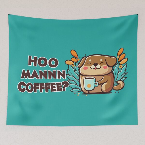 Item preview, Hoomann Cofffee?.. Cute litttle dog drinking coffee designed and sold by CooffeeeOrTeaaa.