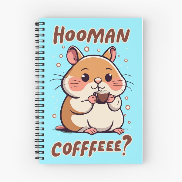 Item preview, Cute hamster drinking coffee with words "Hooman Cofffee?" designed and sold by CooffeeeOrTeaaa.