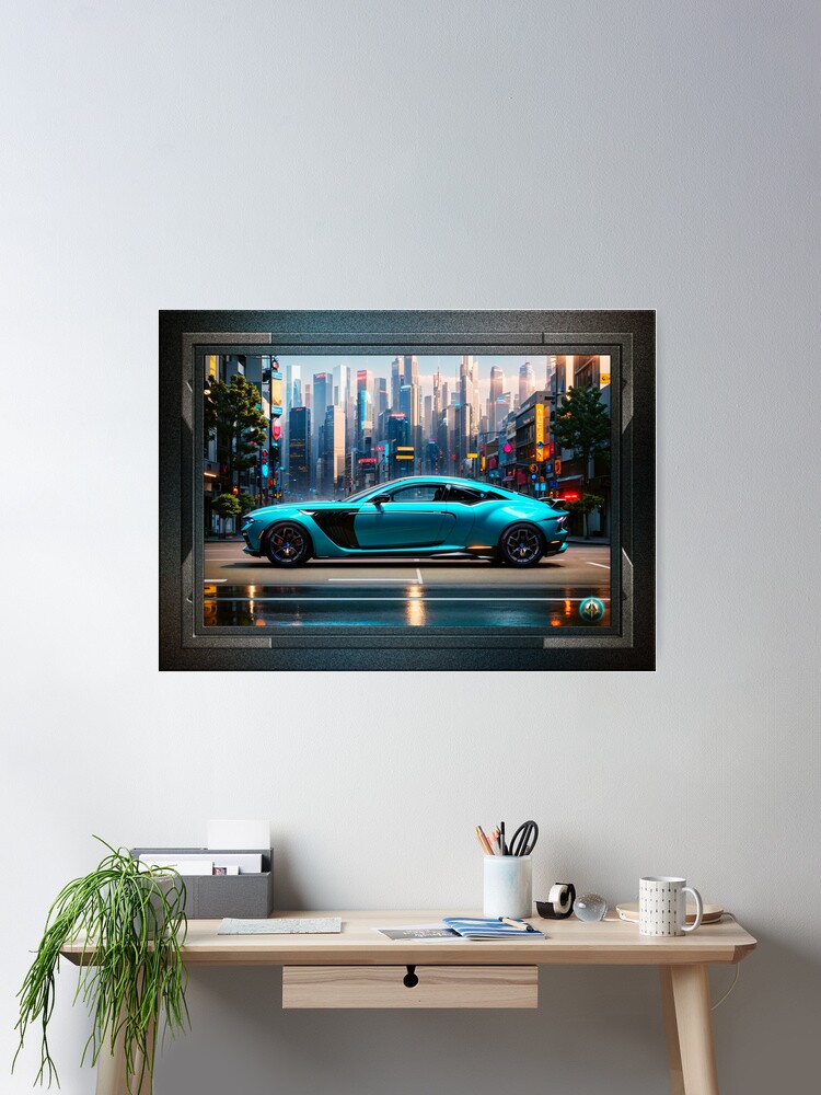 The Vernai AX33J Sports Coupe Alluring Fantasy AI Concept Art by Xzendor7 Wall Decor Poster