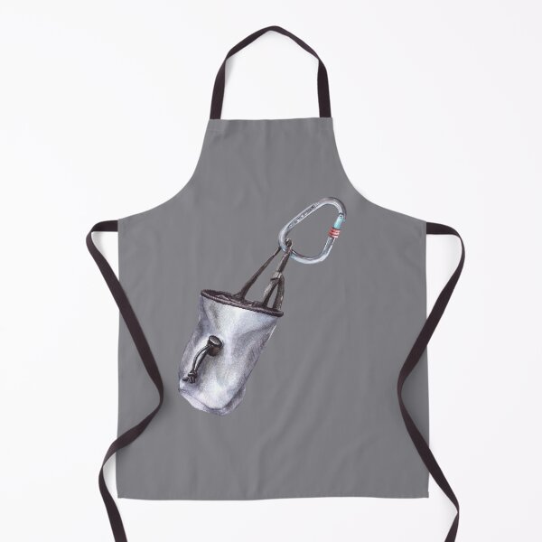 Item preview, Grey chalk bag with carabiner for rock climbing, bouldering. Watercolor illustration designed and sold by BartolArt.