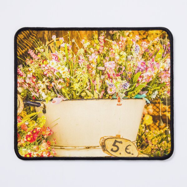 Item preview, Vintage flowers market on public street - retro cottagecore style. designed and sold by Paolo Modena Photography    -   Fine Italian Art.