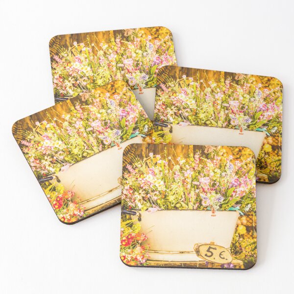Item preview, Vintage flowers market on public street - retro cottagecore style. designed and sold by Paolo Modena Photography    -   Fine Italian Art.