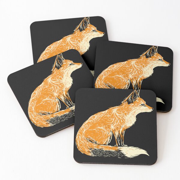 Item preview, linocut fox designed and sold by kharma zero.