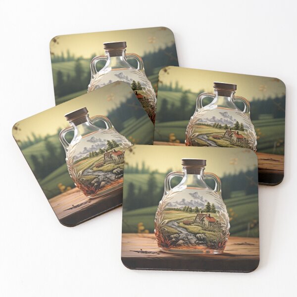 Item preview, vintage decorative landscape bottle print designed and sold by dcrc.
