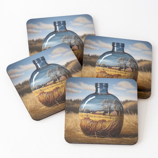 Item preview, vintage decorative landscape bottle print designed and sold by dcrc.