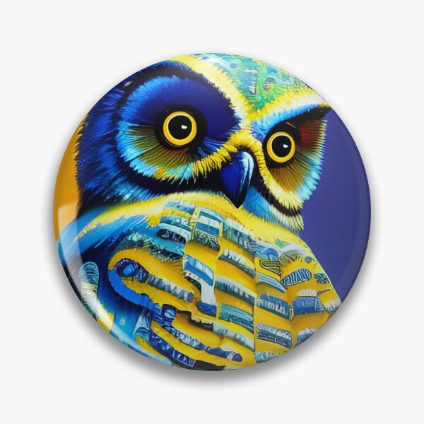 Item preview, Blue and Yellow Owl, Ai Generated Art  designed and sold by ACC .