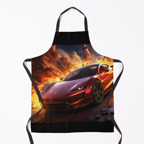 Item preview, An explosive illustration showing a red sports car in flames in the style of futuristic realism designed and sold by AI-Only Creations.