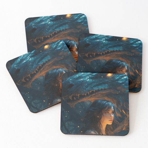 Item preview, The Enchanting Embrace: A Beautiful Woman and Her Blue Dragon designed and sold by oanaunciuleanu.