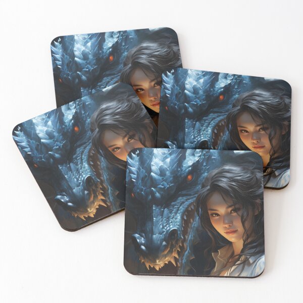 Item preview, The Enchanting Embrace: A Beautiful Woman and Her Blue Dragon designed and sold by oanaunciuleanu.